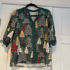 Green Christmas Tree Blouse